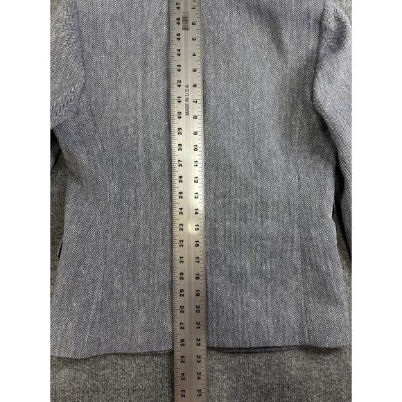 J. Crew Dalton Blazer Italian Linen Navy White Herring Bone Brass buttons Sz 2 - Picture 11 of 14
